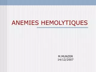 anemies hemolytiques