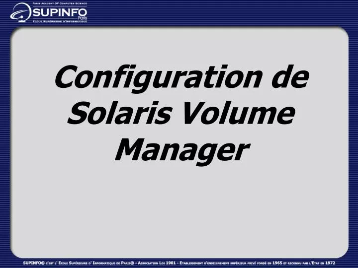 configuration de solaris volume manager