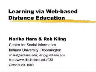Learning via Web-based Distance Education