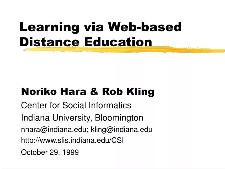 learning via web based distance education