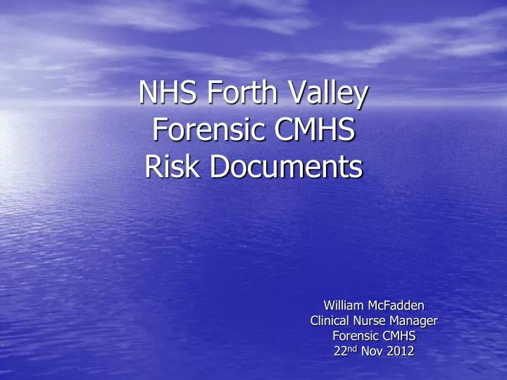 nhs forth valley forensic cmhs risk documents