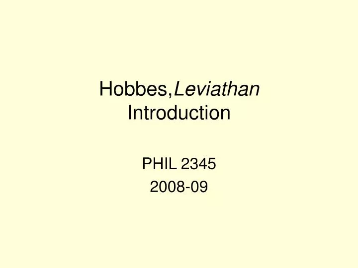 hobbes leviathan introduction