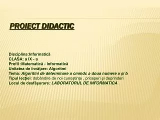 proiect didactic