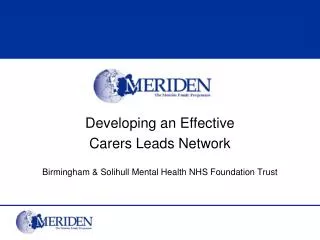 Developing an Effective Carers Leads Network