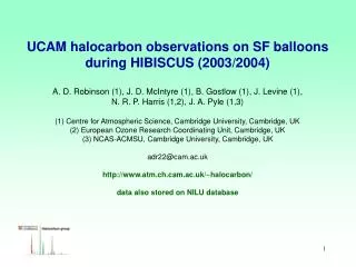 UCAM halocarbon observations on SF balloons during HIBISCUS (2003/2004)