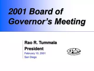 2001 Board of Governor’s Meeting