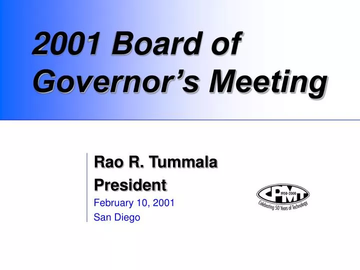 2001 board of governor s meeting
