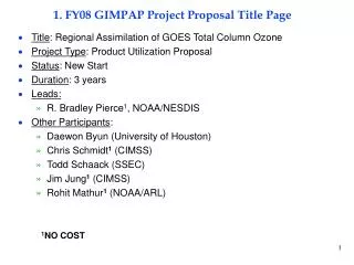 1. FY08 GIMPAP Project Proposal Title Page