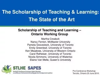 The Scholarship of Teaching &amp; Learning :