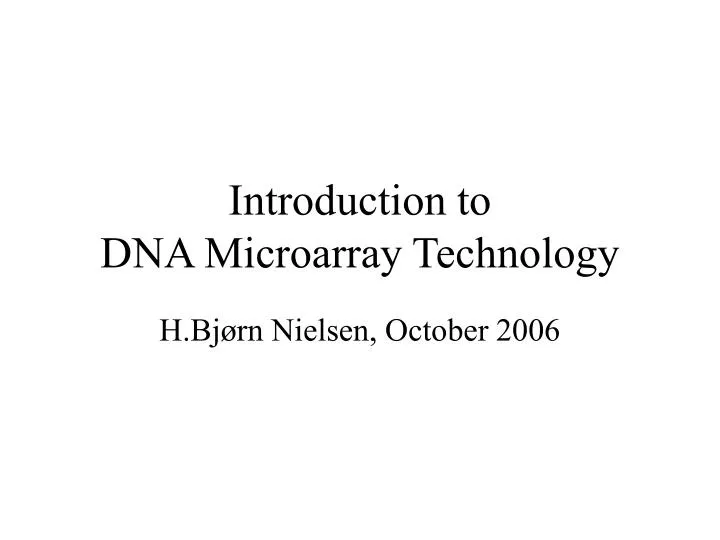 introduction to dna microarray technology