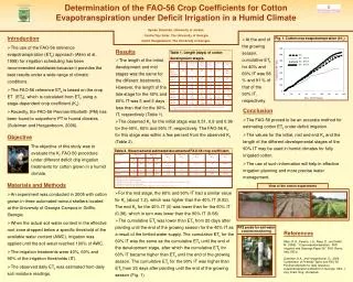 Determination of the FAO-56 Crop Coefficients for Cotton