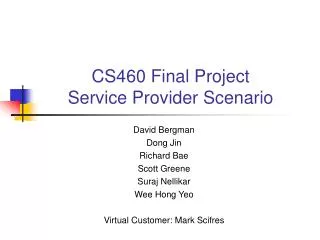 CS460 Final Project Service Provider Scenario