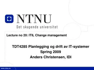 Lecture no 20: ITIL Change management