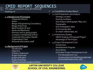 CMID REPORT SEQUENCES