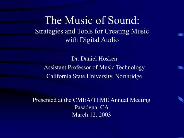 the music of sound strategies and tools for creating music with digital audio