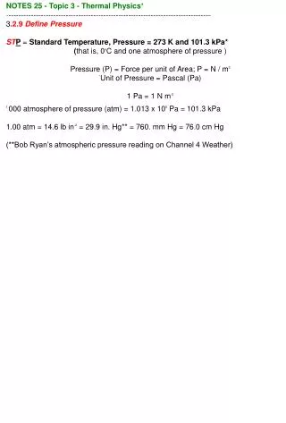 NOTES 25 - Topic 3 - Thermal Physics *