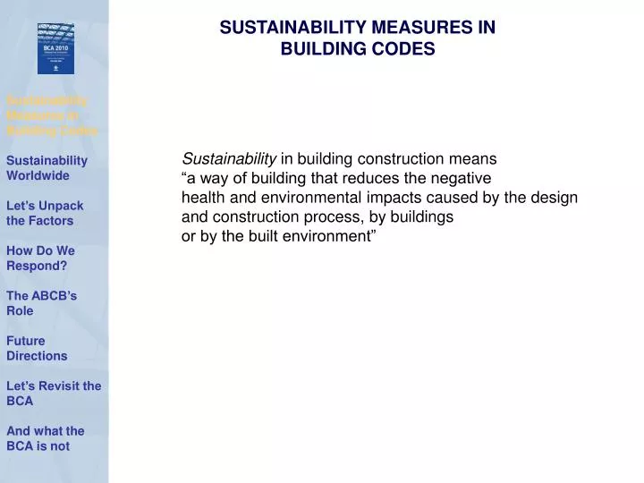 sustainability measures in building codes