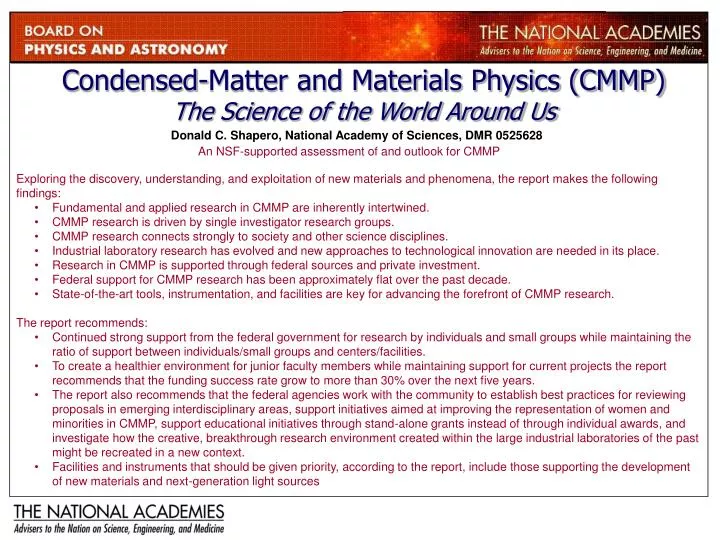 condensed matter and materials physics cmmp the science of the world around us