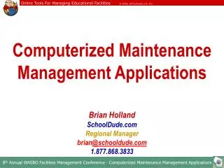 Computerized Maintenance Management Applications