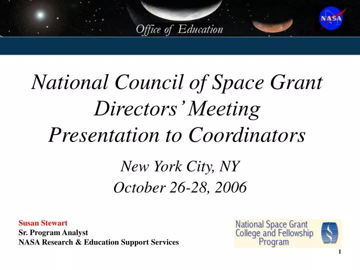 national council of space grant directors meeting presentation to coordinators
