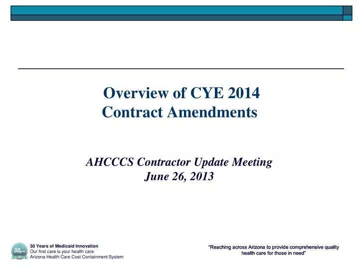 overview of cye 2014 contract amendments