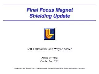 Final Focus Magnet Shielding Update
