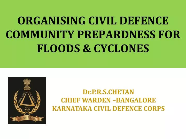 organising civil defence community prepardness for floods cyclones