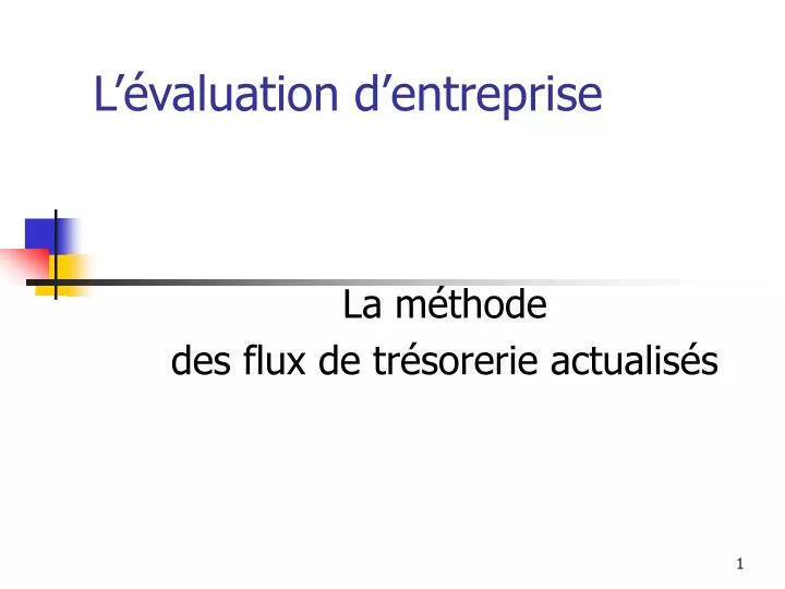 l valuation d entreprise