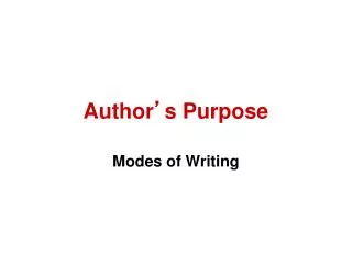 Author ’ s Purpose