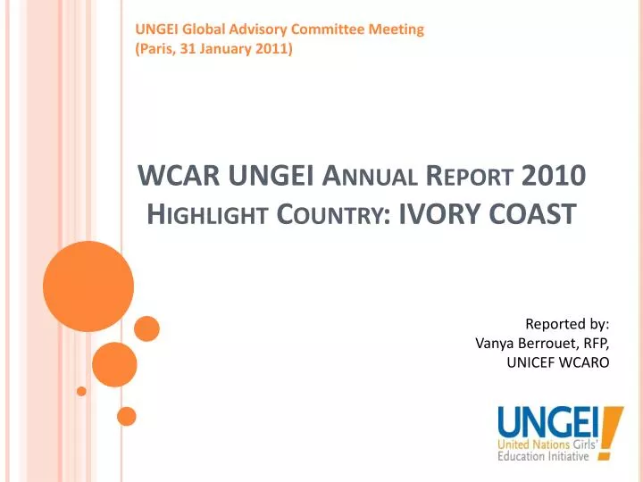 wcar ungei annual report 2010 highlight country ivory coast