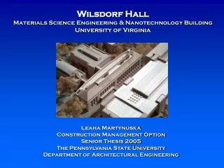 Wilsdorf Hall Materials Science Engineering &amp; Nanotechnology Building University of Virginia