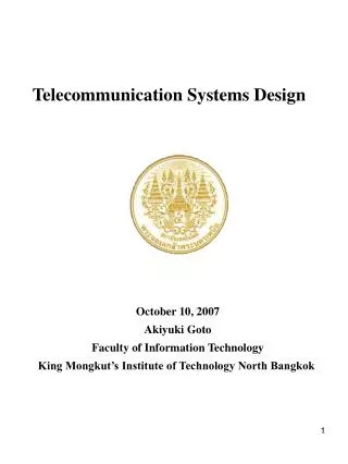 Telecommunication Systems Design