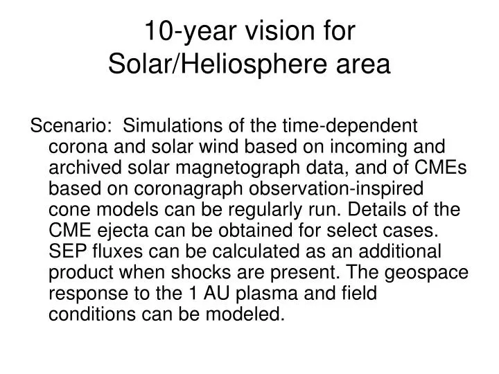 10 year vision for solar heliosphere area