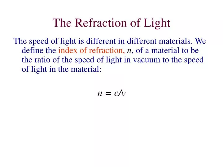 the refraction of light