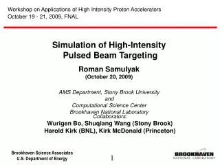 Simulation of High-Intensity Pulsed Beam Targeting Roman Samulyak (October 20, 2009)