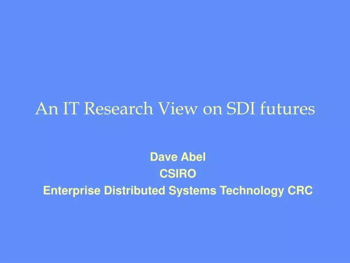 an it research view on sdi futures