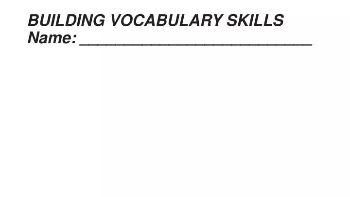 building vocabulary skills name