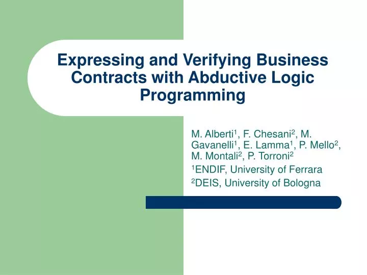 expressing and verifying business contracts with abductive logic programming