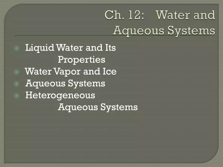 ch 12 water and aqueous systems