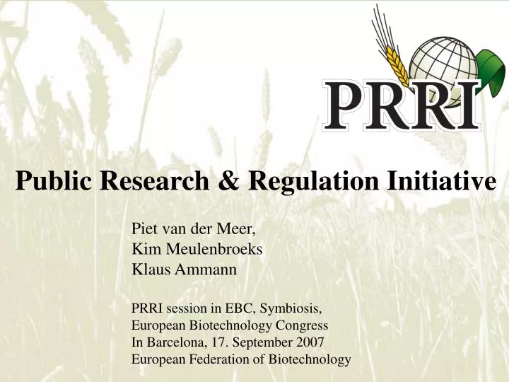 public research regulation initiative