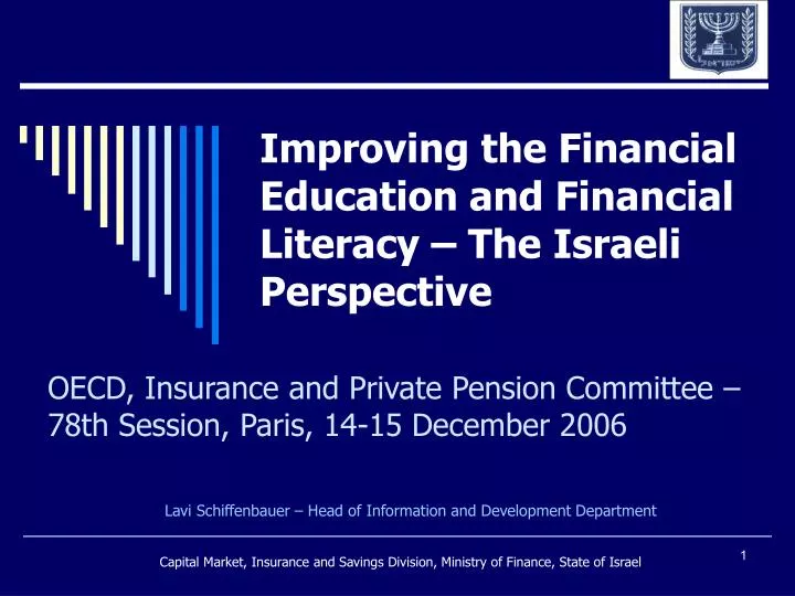 improving the financial education and financial literacy the israeli perspective