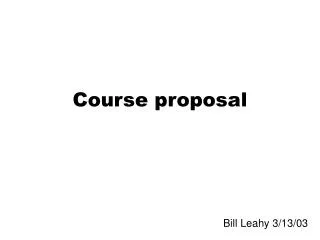 Course proposal