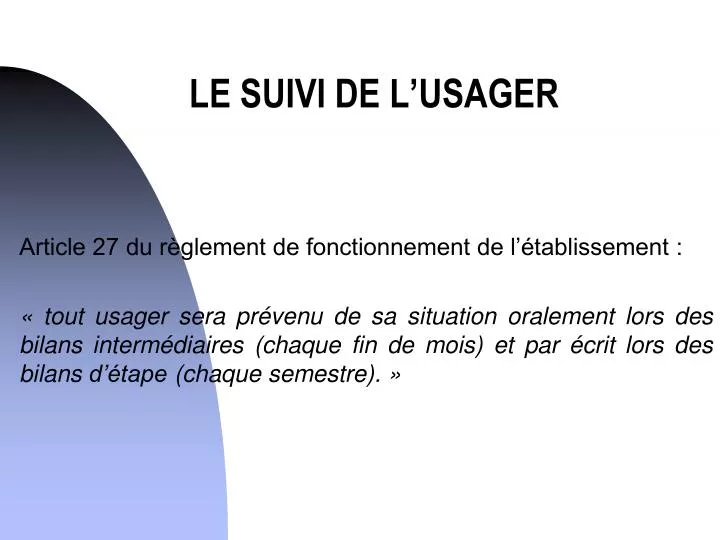 le suivi de l usager