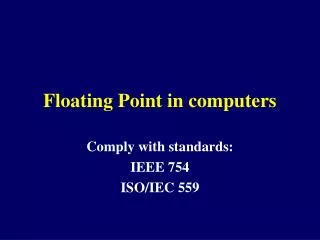 Floating Point in computers