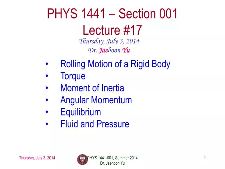 phys 1441 section 001 lecture 17