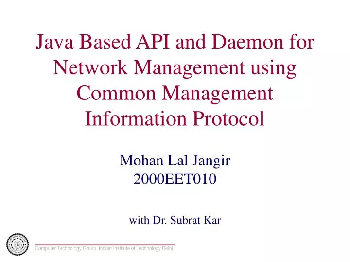 java based api and daemon for network management using common management information protocol