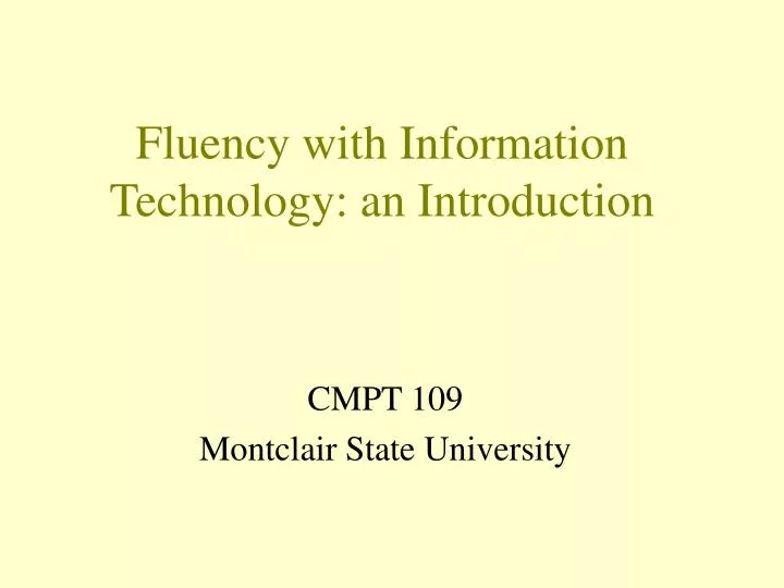 fluency with information technology an introduction