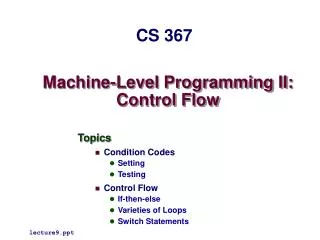 Machine-Level Programming II: Control Flow