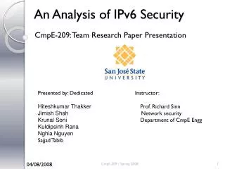an analysis of ipv6 security