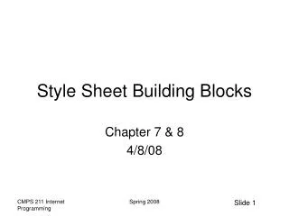 Style Sheet Building Blocks